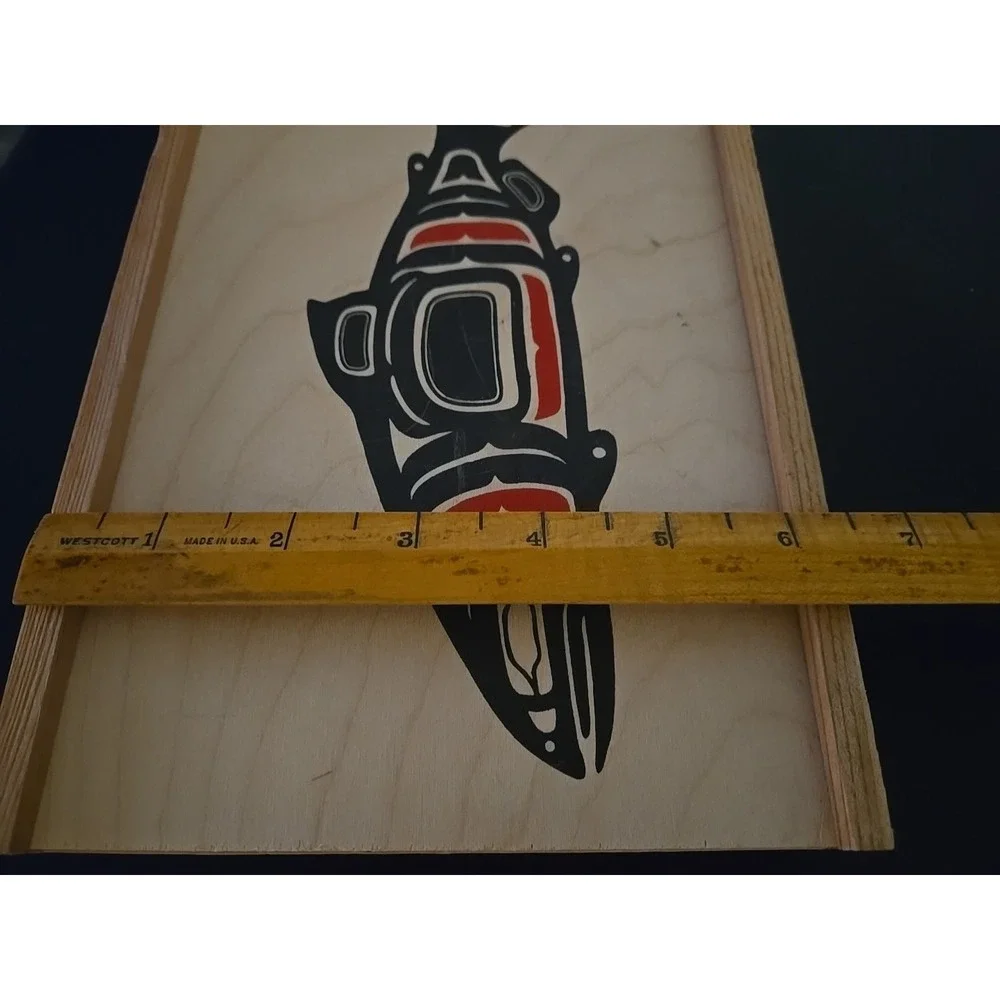 Native Northwest Haida Fish Painted Decorative Trinket Keepsake‎ Box Art Alaska